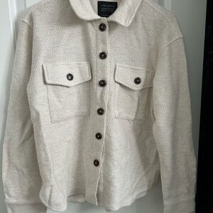 Anthropologie Cream Utility Jacket with Button Detail